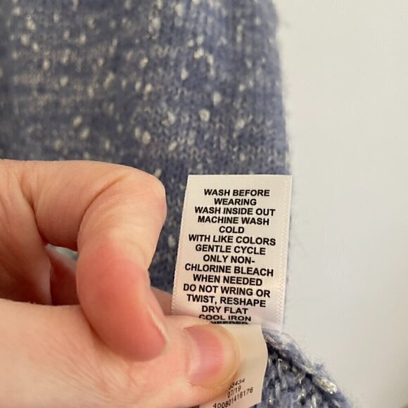 ELLE Scallop Hem Sweater Periwinkle Blue Purple Silver Metallic Crew Neck Preppy - Picture 11 of 15